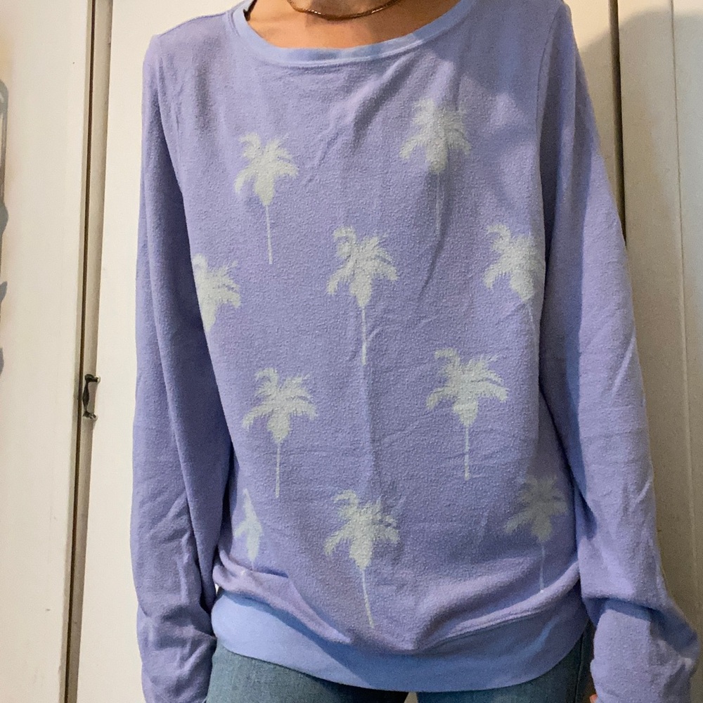 Wildfox lavender palm tree print long sleeve